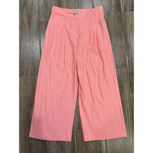 Antonio Melani Brenda Wide Leg Linen Pants Women's Size 6 Flowy Pockets Pink